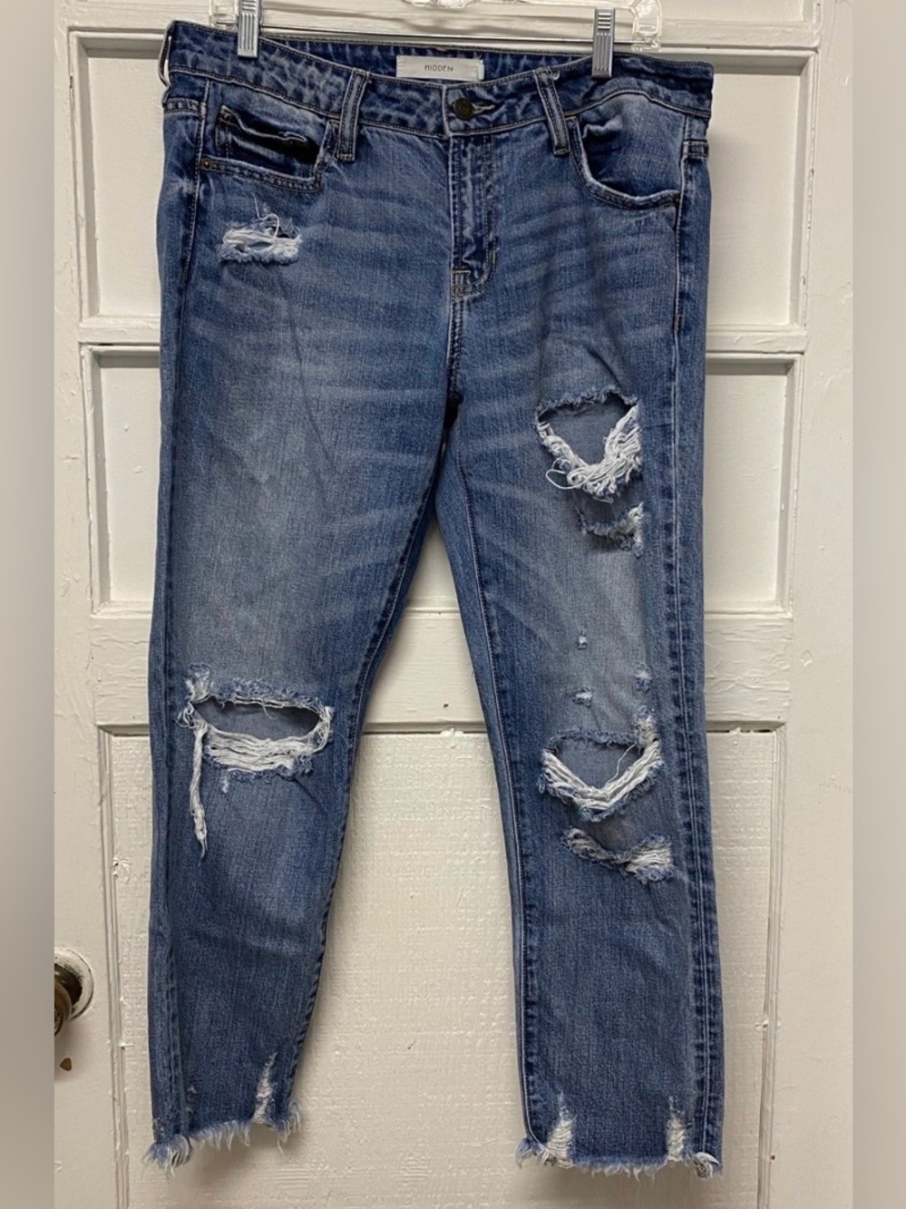 Hidden Jeans Distressed Skinny High Rise Medium Wash Women's 29